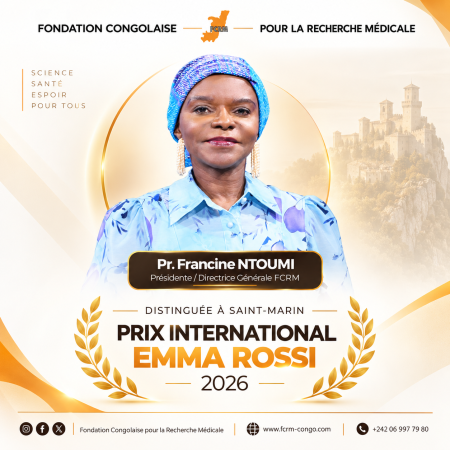 LA PROFESSEURE FRANCINE NTOUMI REÇOIT LE PRIX INTERNATIONAL EMMA ROSSI 2026 À SAINT-MARIN